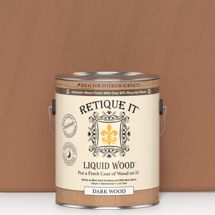 Dark Liquid Wood paint by Retique It in a 128oz container, designed for interior wood finishing and refinishing projects.