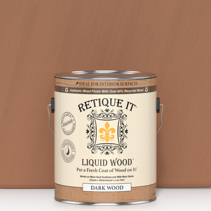 Dark Liquid Wood paint by Retique It in a 128oz container, designed for interior wood finishing and refinishing projects.