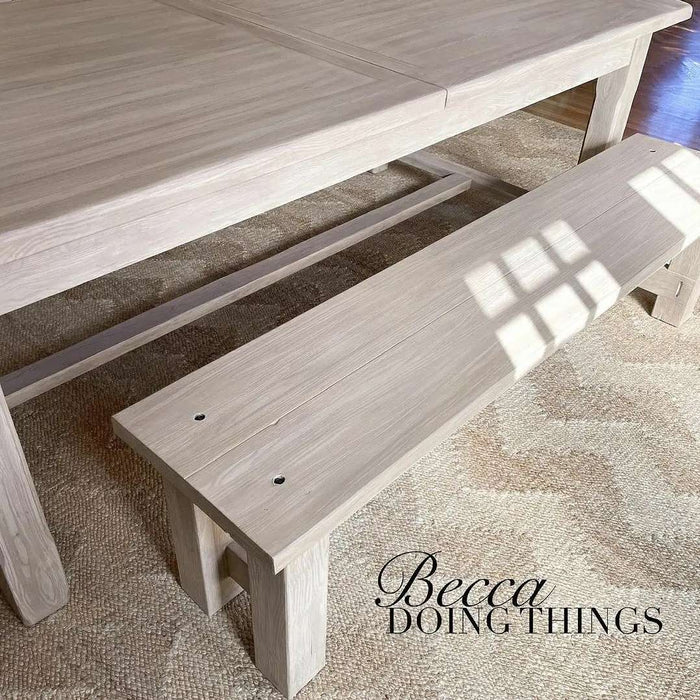 Retique It Liquid Wood 16oz Bleached interior paint applied to a dining room set, showcasing a smooth, wood-like finish.