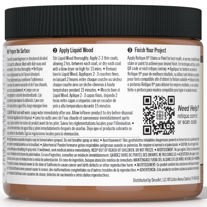 Dark Liquid Wood interior paint by Retique It in a smooth, finished application showing rich, dark wood-tone color.