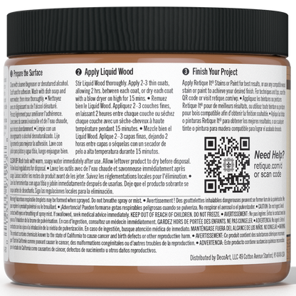 Dark Liquid Wood interior paint by Retique It in a smooth, finished application showing rich, dark wood-tone color.