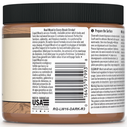 Liquid Wood Dark interior paint by Retique It shown in a close-up of the dark wood finish on a wall surface.