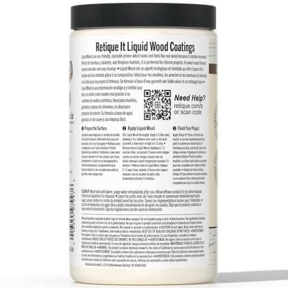 Retique It Liquid Wood interior paint, 32oz bleached finish, showing a close-up of the wood-like painted surface.
