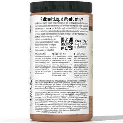 Retique It Liquid Wood interior paint in 32oz dark finish, showing the dark-colored liquid wood product in a container.