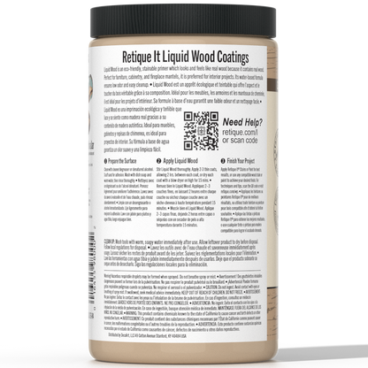 Liquid Wood interior paint by Retique It in a 32oz light shade, shown in a 3D product image.