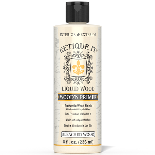 Liquid Wood Wood'n Primer by Retique It in bleached wood color, 8 fl oz, for priming surfaces with a smooth, even finish.