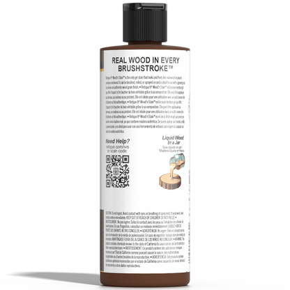 Retique It Liquid Wood Wood'n Stain in Java, 8 oz, showcasing the rich brown stain and smooth application on wood surface.