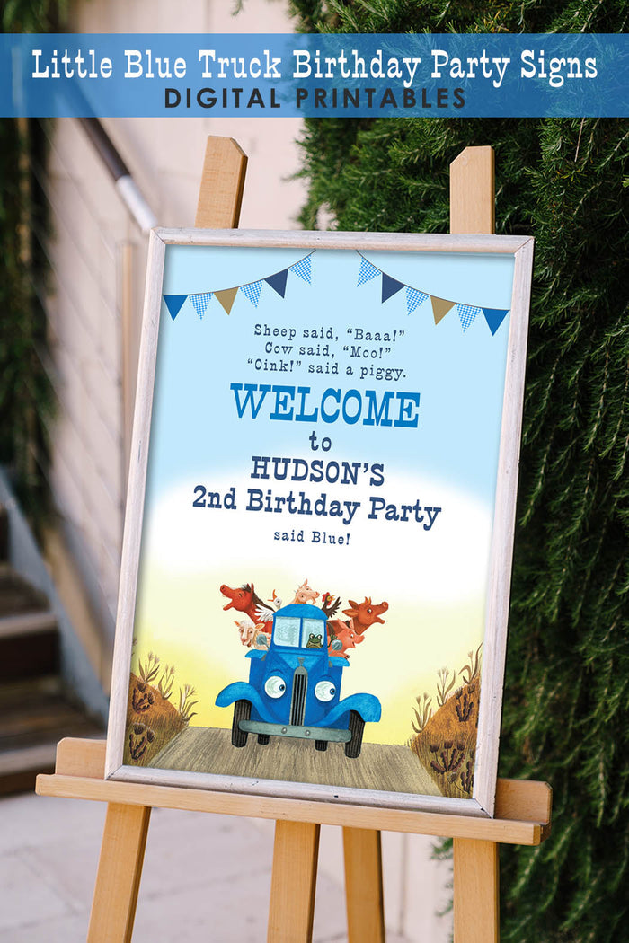 Little Blue Truck Birthday Party Personalized Welcome Sign - Jolly Owl Designs
