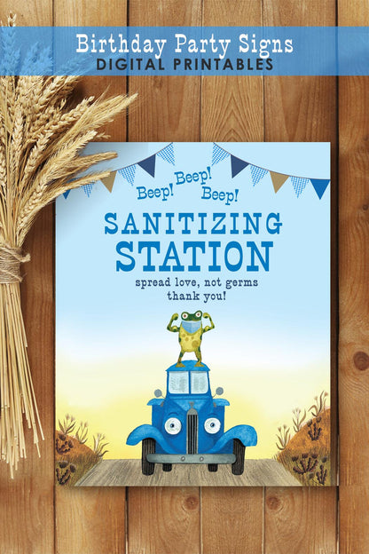 Little Blue Truck Birthday Party Signs - Sanitizing Station Sign