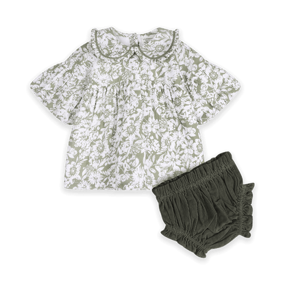 Lucille Floral Baby Dress & Bloomer Set (Organic Muslin) - Outfit