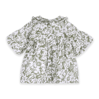 Lucille Floral Baby Dress & Bloomer Set (Organic Muslin) - Back
