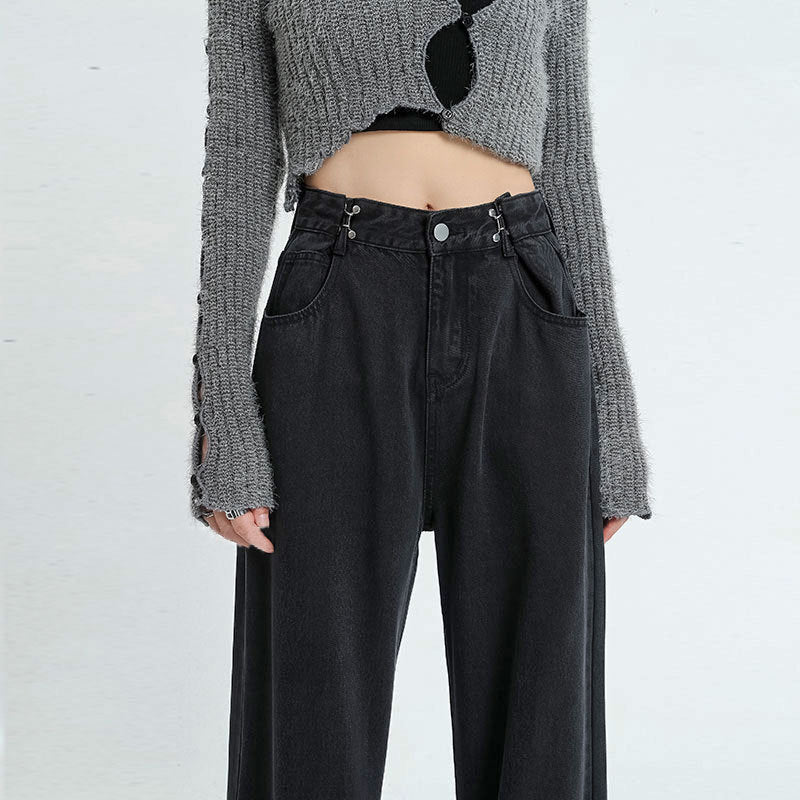 Women Fashion Casual High Waist Straight Jeans