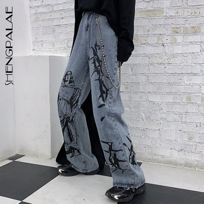 Women Summer Fashion Vintage Edgy Loose Casual Wide Leg Jeans