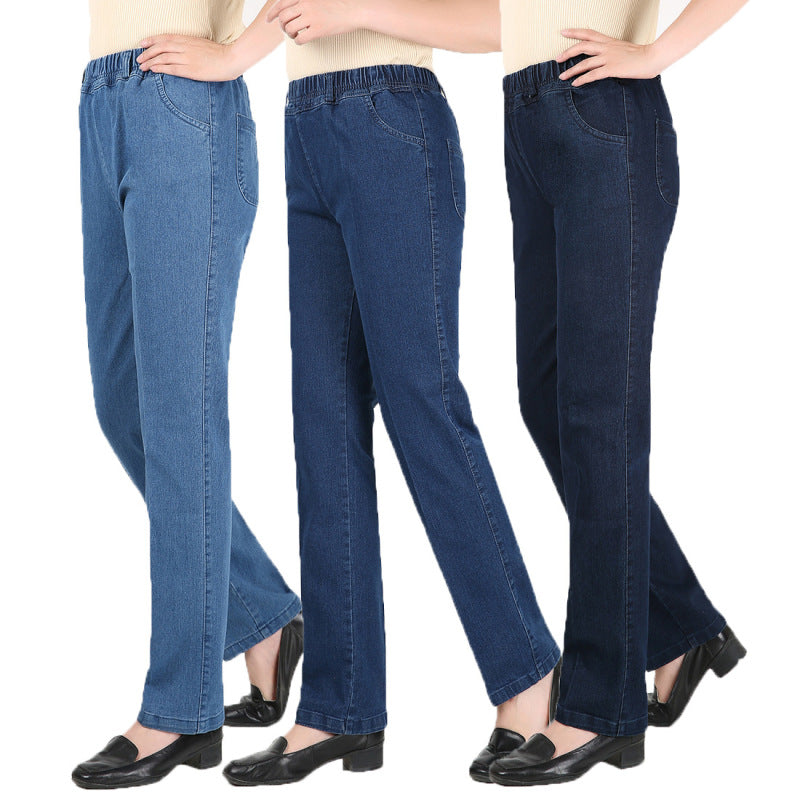 Women Casual Loose Plus Size Stretch Medium Wist Denim Skinny Pants Jeans