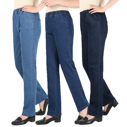 Women Casual Loose Plus Size Stretch Medium Wist Denim Skinny Pants Jeans