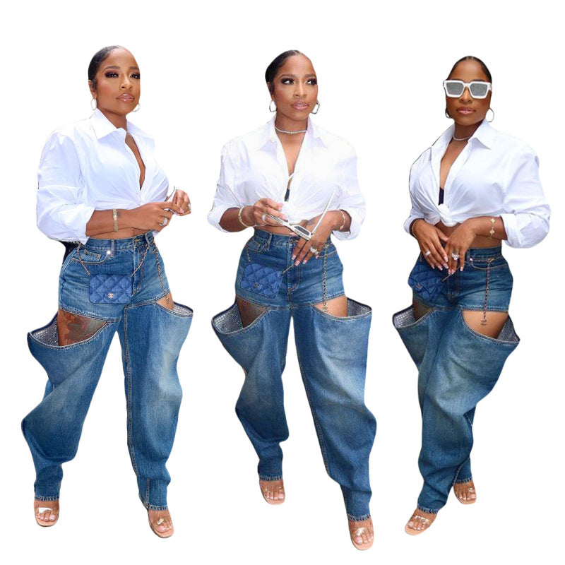Women Fashion Casual Stretch Ripped Jeans