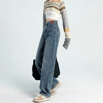 Women Fashion Casual High Waist Straight Jeans