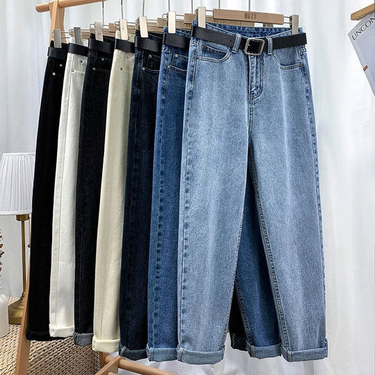 Women Casual High Waist Straight Jeans