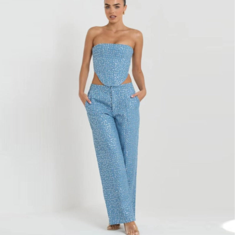 Women Fashion Casual Sequin Jeans
