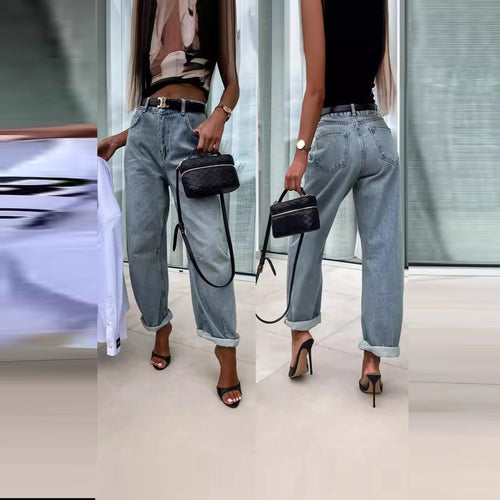 Women Fashion Casual Loose Women Jeans