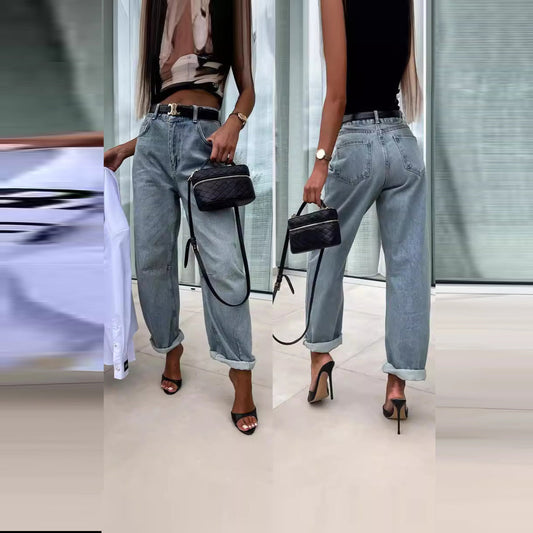Women Fashion Casual Loose Women Jeans
