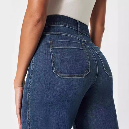 Women Fashion Casual High-Waist Wide Leg Jeans