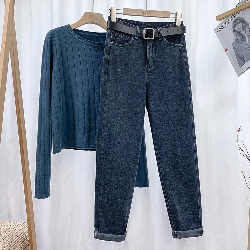 Women Casual High Waist Straight Jeans