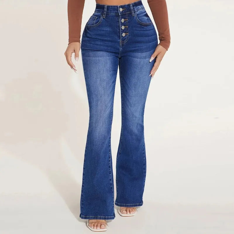 Women's Casual Rugged High-Waist Flare Jeans | Great for Casual Days