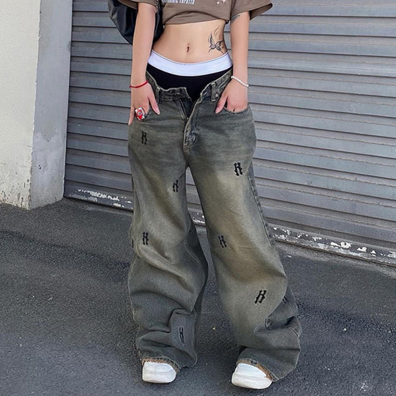 Street Loose Casual Women'S Low Waist Retro Wide Leg Jeans