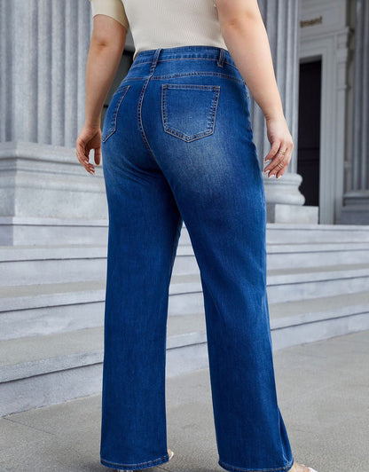 Women Fashion Casual Plus Size Wide Leg Jeans