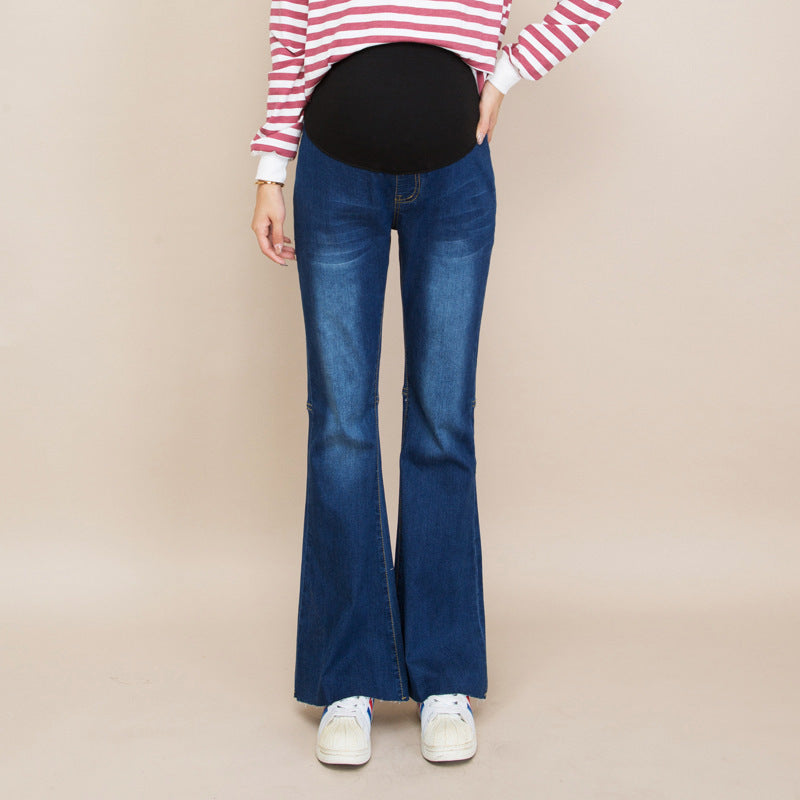 Pregnant Women Casual Stretchy Fashion Outer Wear Flared Maternity Jeans