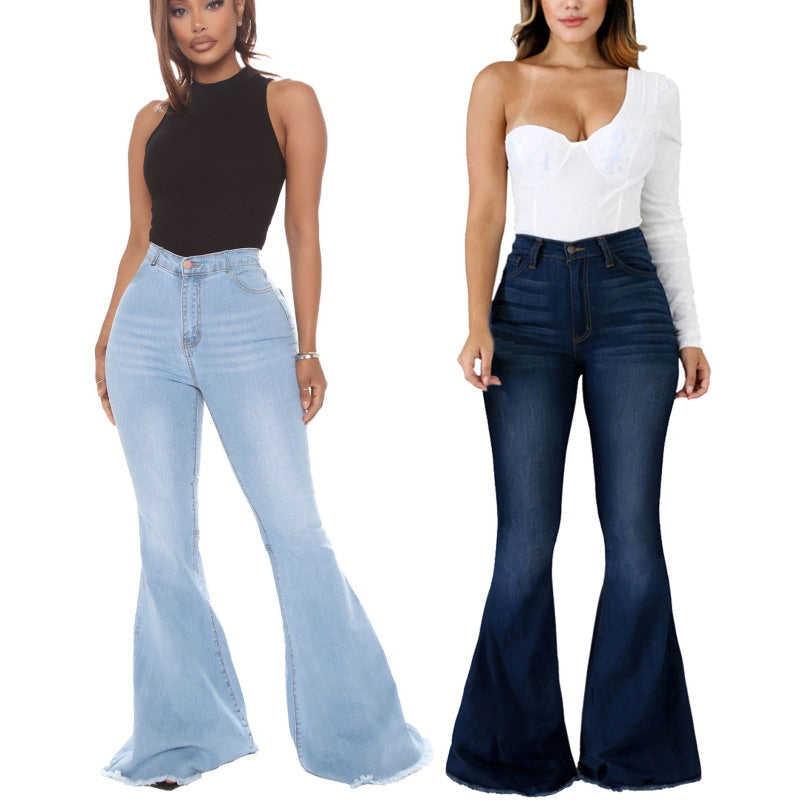 Women Casual Denim Bodycon Flared Jeans