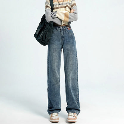 Women Fashion Casual High Waist Straight Jeans