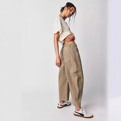 Women Fashion Casual Loose Low Waist Washed Jeans