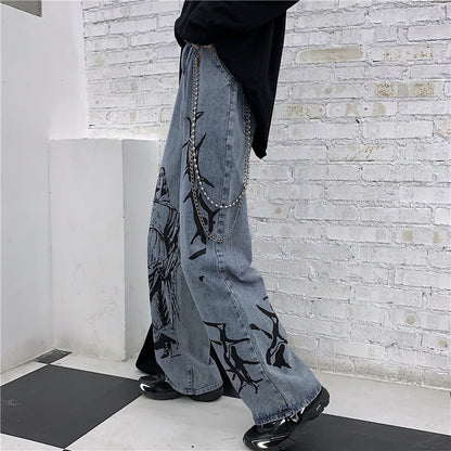 Women Summer Fashion Vintage Edgy Loose Casual Wide Leg Jeans
