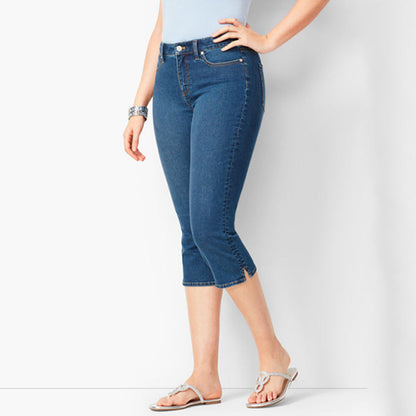 Women Casual Basic Solid Color Cropped Pants Summer Jeans