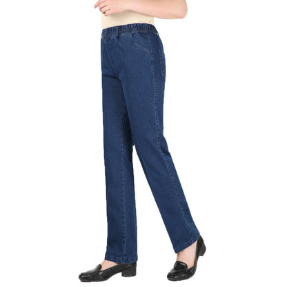 Women Casual Loose Plus Size Stretch Medium Wist Denim Skinny Pants Jeans