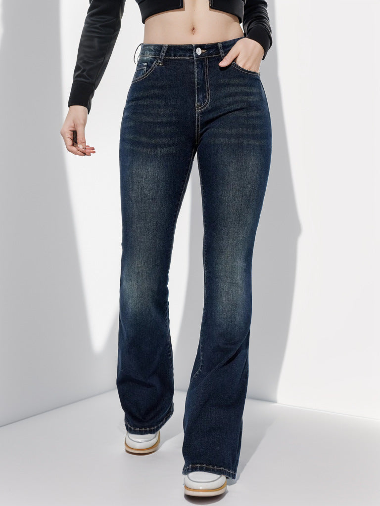 Women Fashion Casual Simple Slim Fit Jeans