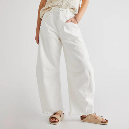 Women Fashion Casual Loose Straight Leg Jeans