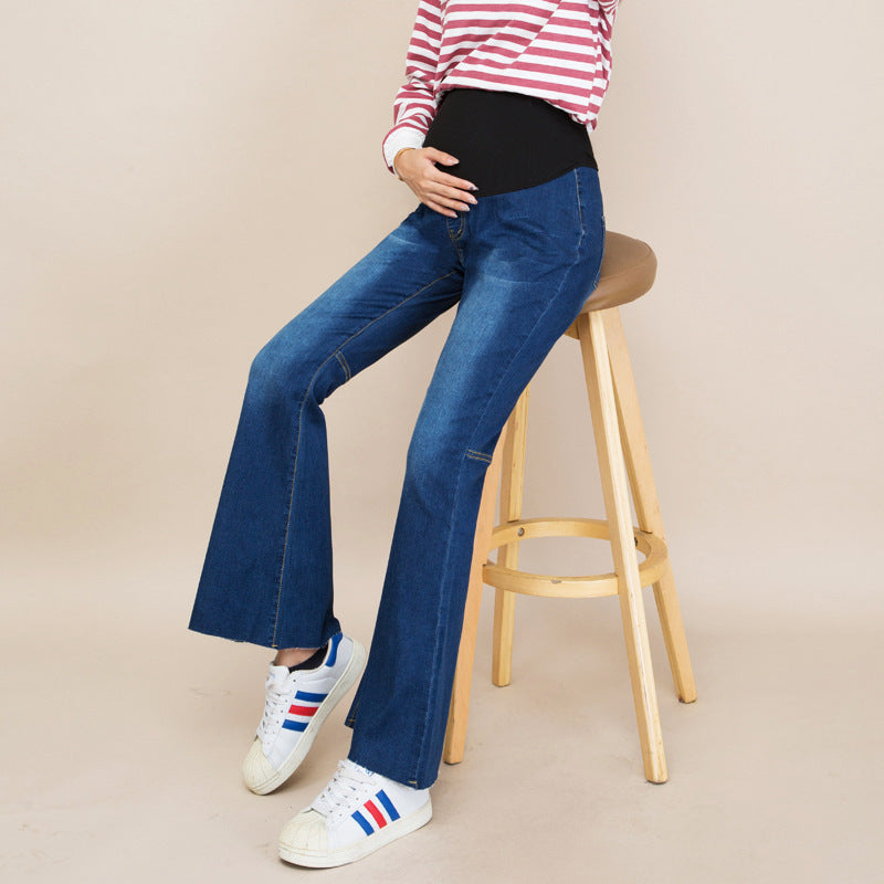 Pregnant Women Casual Stretchy Fashion Outer Wear Flared Maternity Jeans