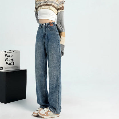 Women Fashion Casual High Waist Straight Jeans