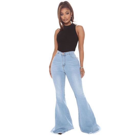 Women Casual Denim Bodycon Flared Jeans