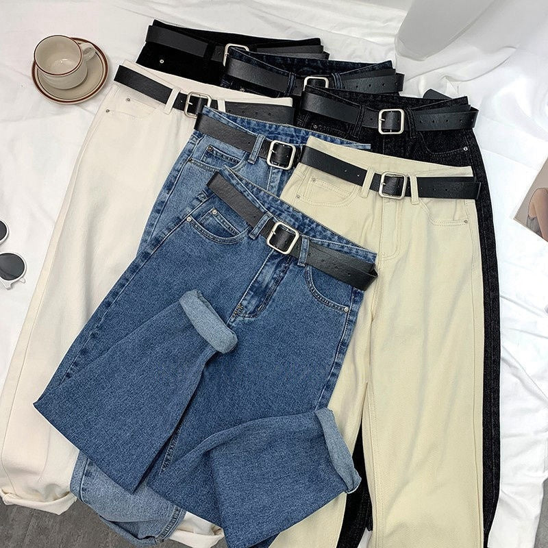 Women Casual High Waist Straight Jeans