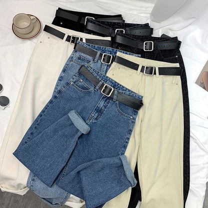 Women Casual High Waist Straight Jeans