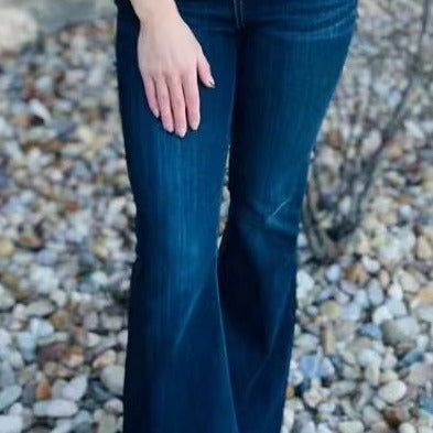 Women Fashion Casual Tight Flared Jeans