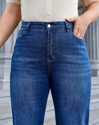 Women Fashion Casual Plus Size Wide Leg Jeans