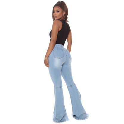 Women Casual Denim Bodycon Flared Jeans