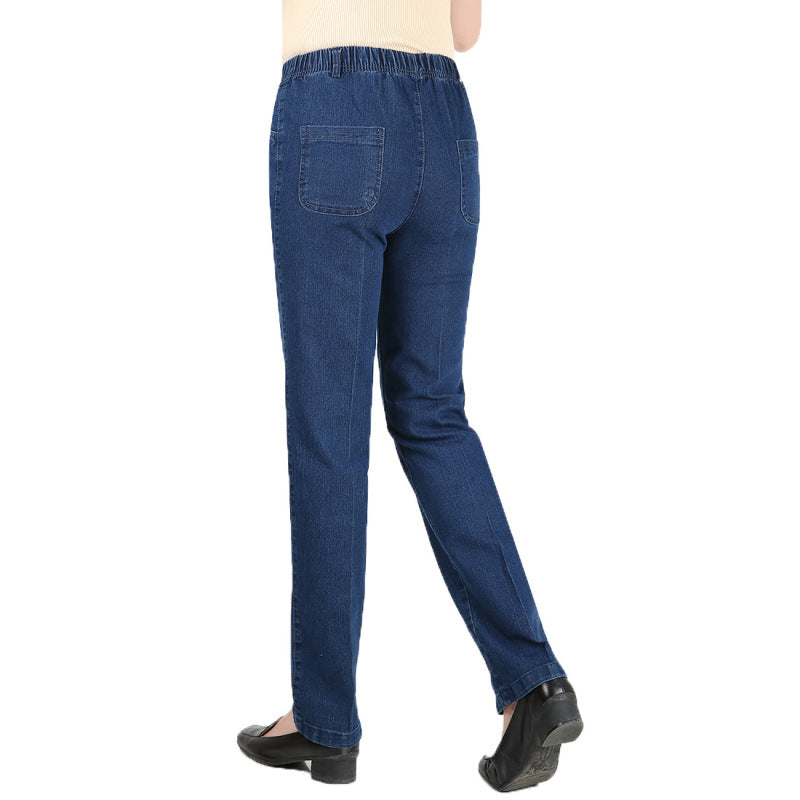 Women Casual Loose Plus Size Stretch Medium Wist Denim Skinny Pants Jeans