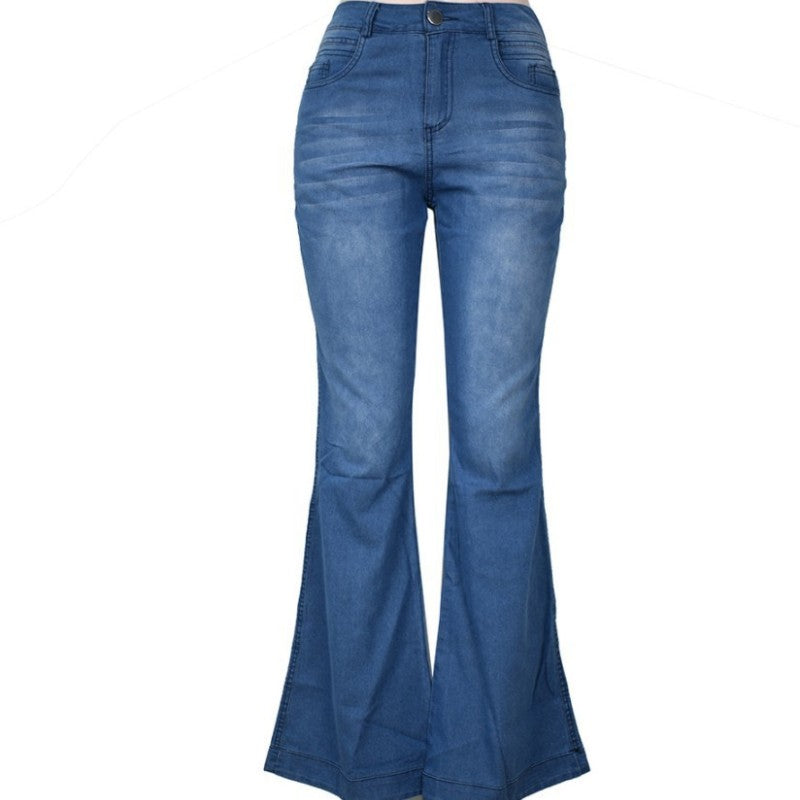 Women Fashion Casual High Waist Flared Jeans