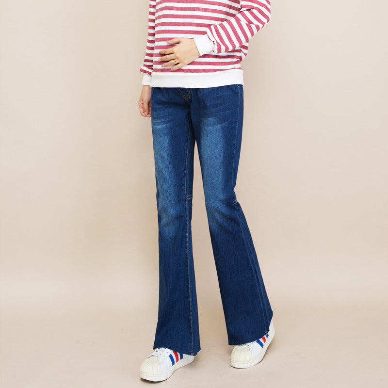 Pregnant Women Casual Stretchy Fashion Outer Wear Flared Maternity Jeans